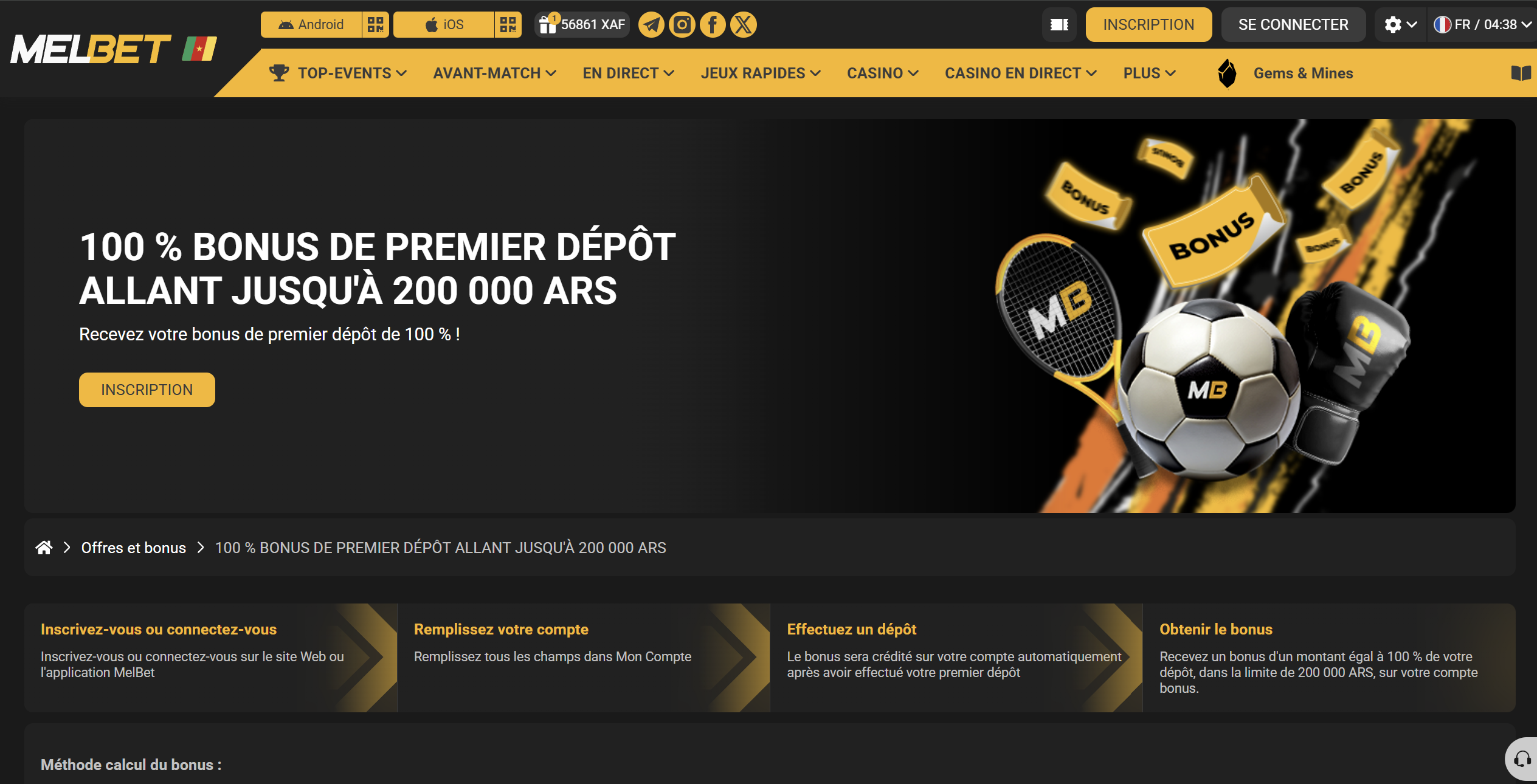 Conditions du bonus de bienvenue sport Melbet